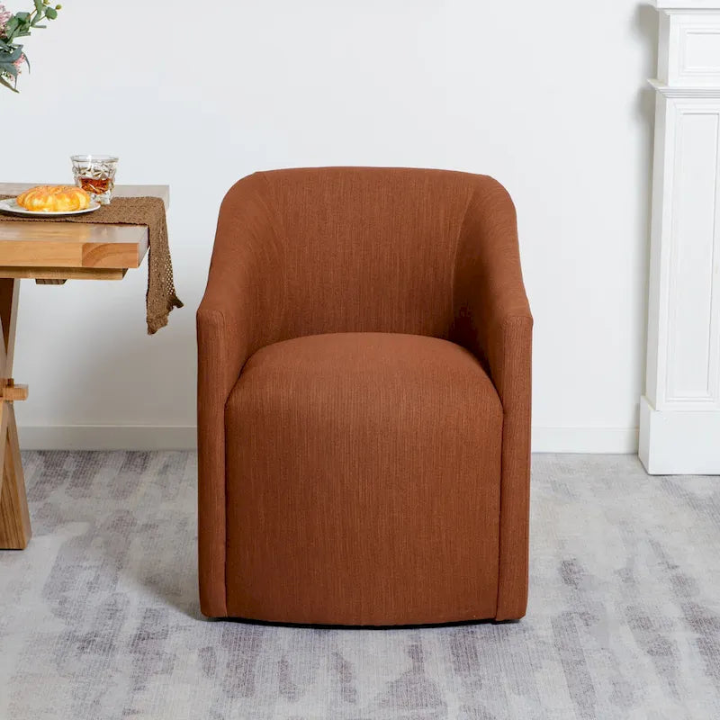 Chaise de salle à manger à roulettes, rembourrée de tissu haute performance