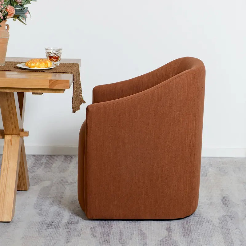 Chaise de salle à manger à roulettes, rembourrée de tissu haute performance