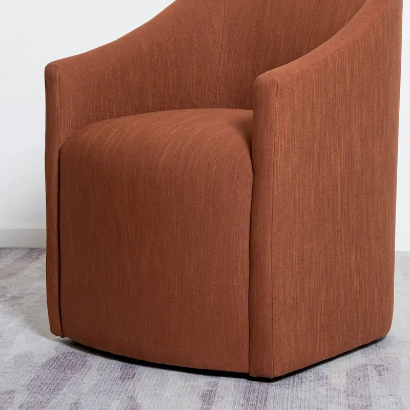 Chaise de salle à manger à roulettes, rembourrée de tissu haute performance