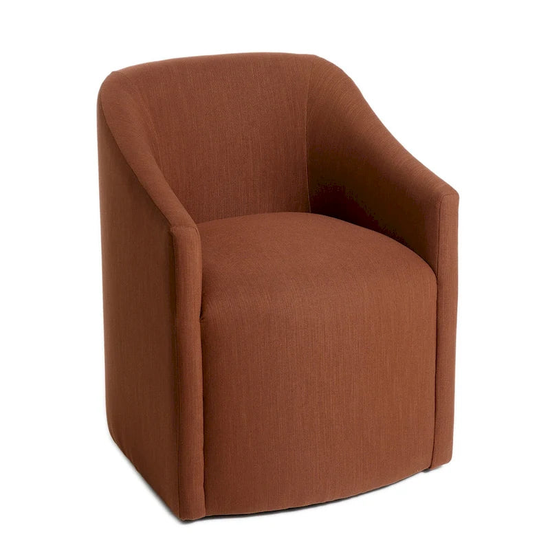 Chaise de salle à manger à roulettes, rembourrée de tissu haute performance