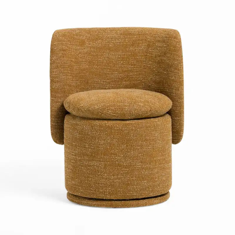 Reno Nori 26 Inch Swivel Dining Chair, Yellow Polyester, Solid Poplar Wood