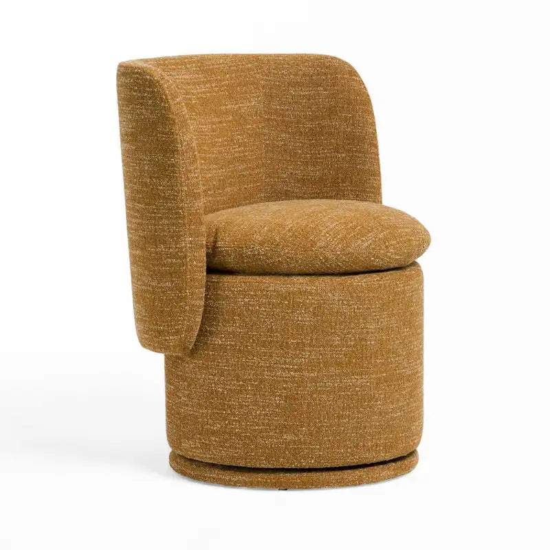 Chaise de salle à manger pivotante, tissu polyester jaune, bois de peuplier massif
