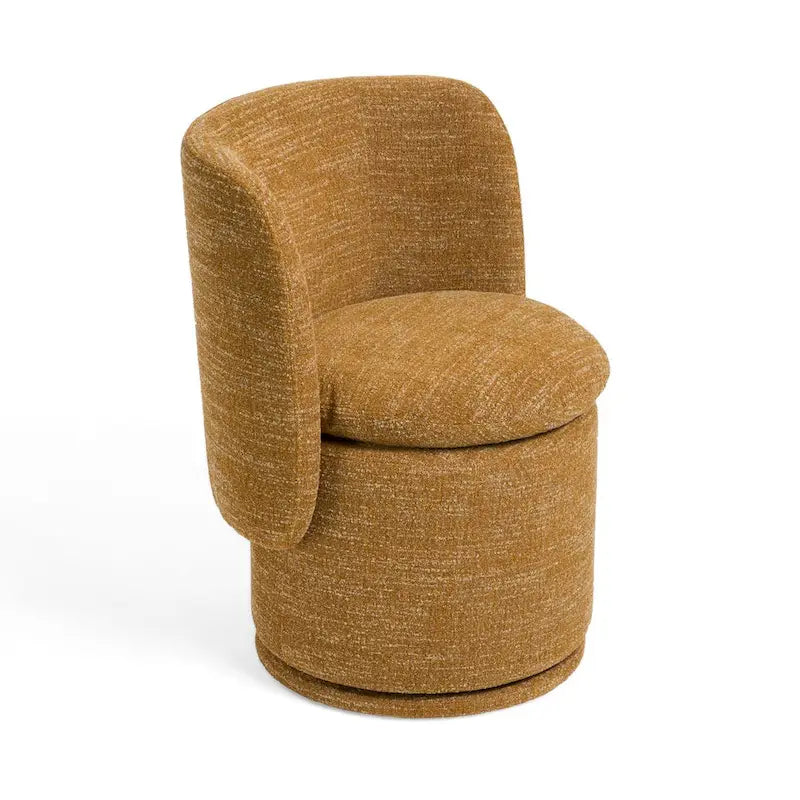 Chaise de salle à manger pivotante, tissu polyester jaune, bois de peuplier massif