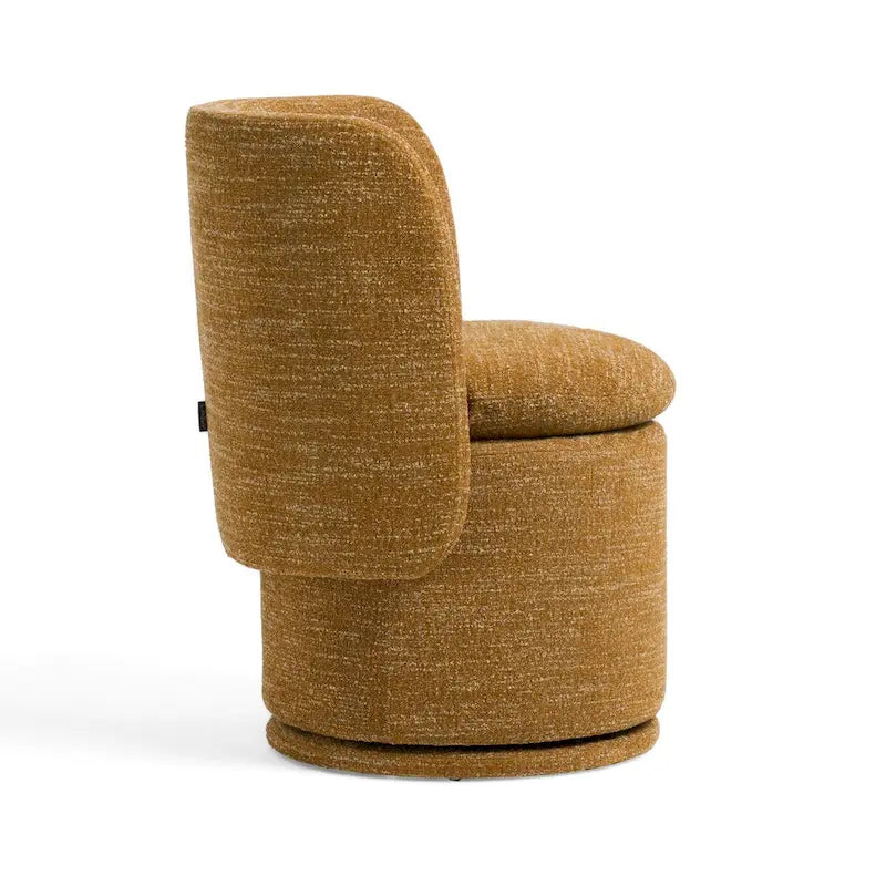 Chaise de salle à manger pivotante, tissu polyester jaune, bois de peuplier massif