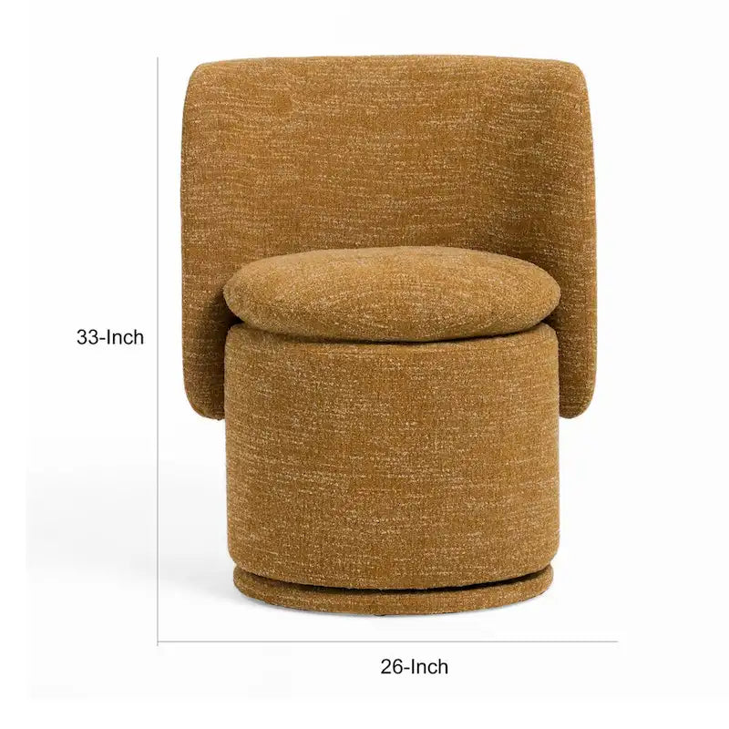 Chaise de salle à manger pivotante, tissu polyester jaune, bois de peuplier massif