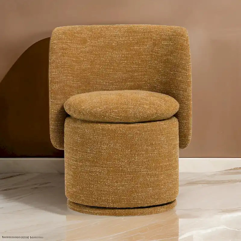 Chaise de salle à manger pivotante, tissu polyester jaune, bois de peuplier massif