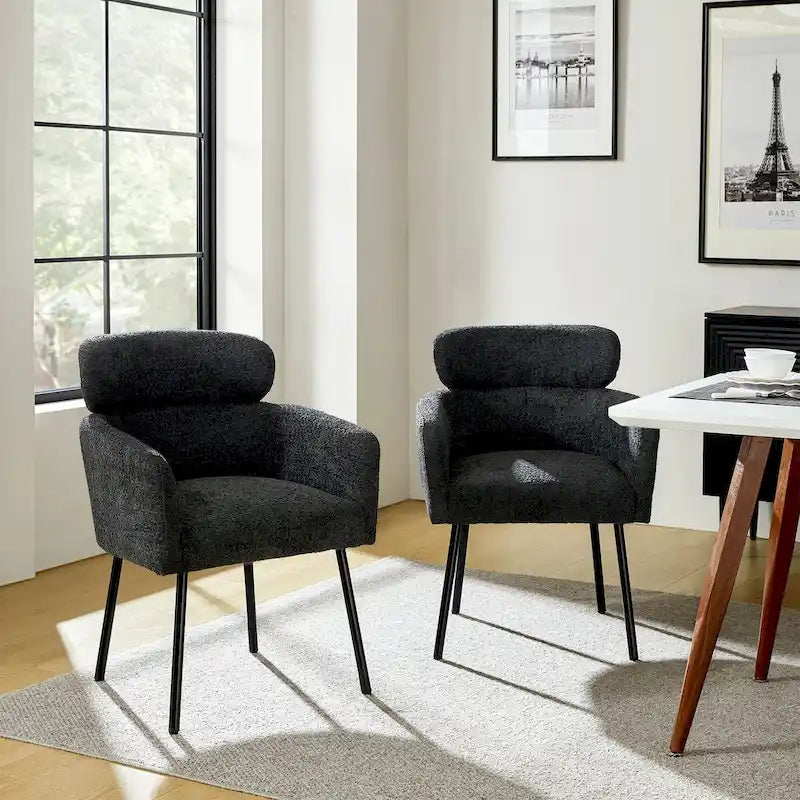 Chaise de salle à manger en tissu Hoop avec pieds réglables