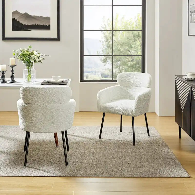 Chaise de salle à manger en tissu Hoop avec pieds réglables