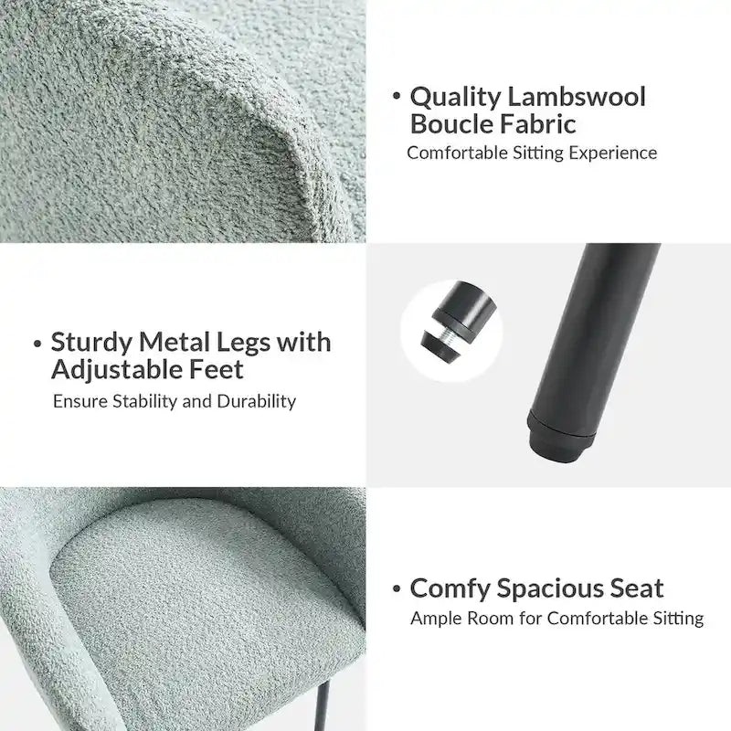 Chaise de salle à manger en tissu Hoop avec pieds réglables