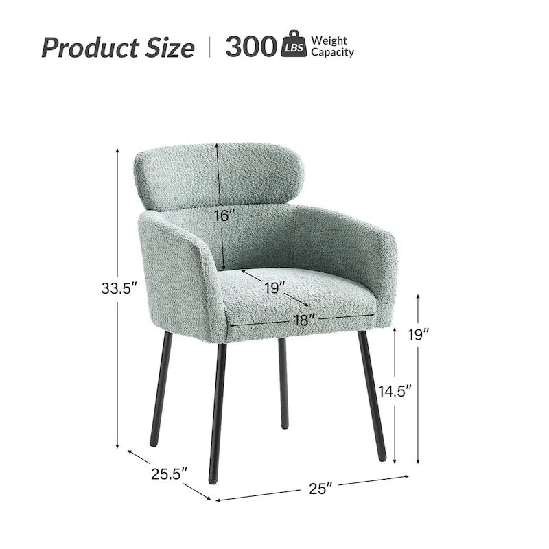 Chaise de salle à manger en tissu Hoop avec pieds réglables