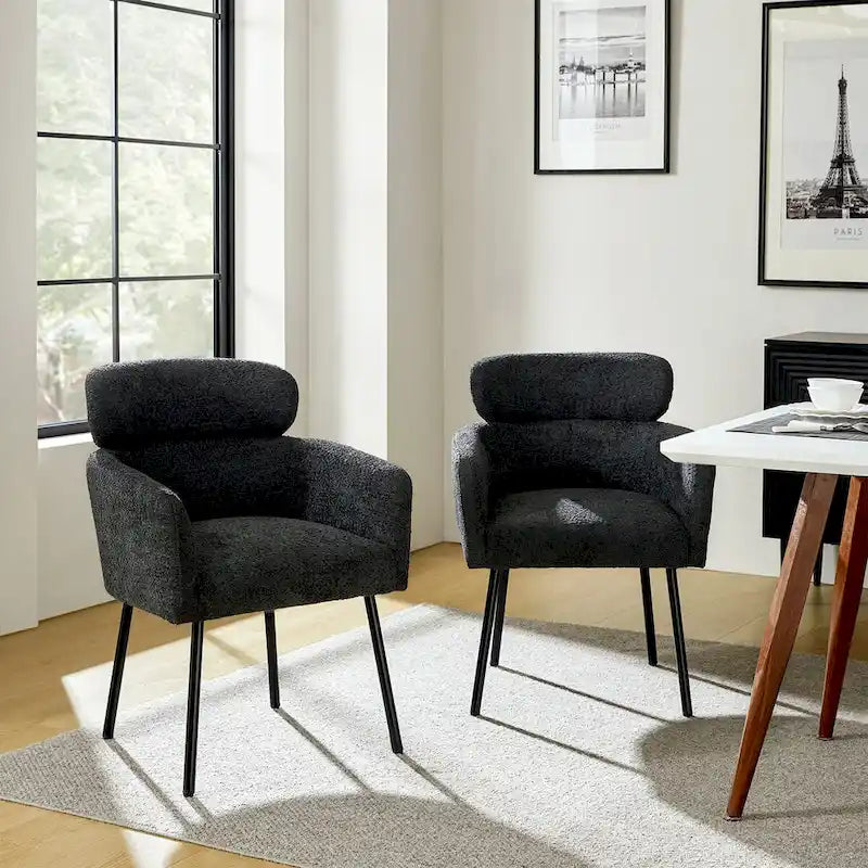 Chaise de salle à manger en tissu Hoop avec pieds réglables