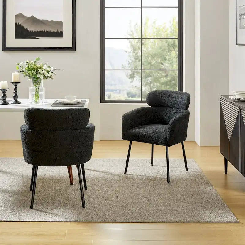 Chaise de salle à manger en tissu Hoop avec pieds réglables