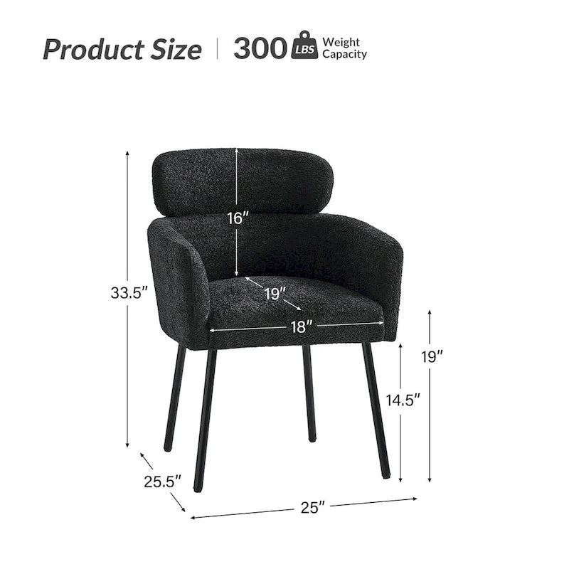 Chaise de salle à manger en tissu Hoop avec pieds réglables