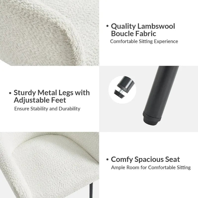 Chaise de salle à manger en tissu Hoop avec pieds réglables