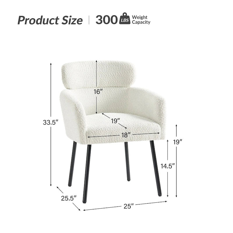 Chaise de salle à manger en tissu Hoop avec pieds réglables