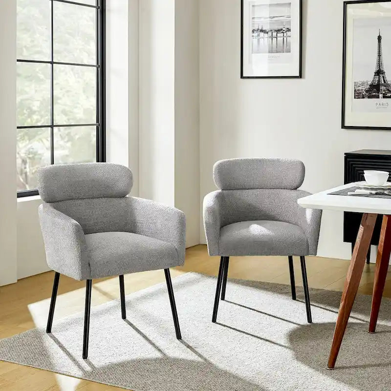 Chaise de salle à manger en tissu Hoop avec pieds réglables