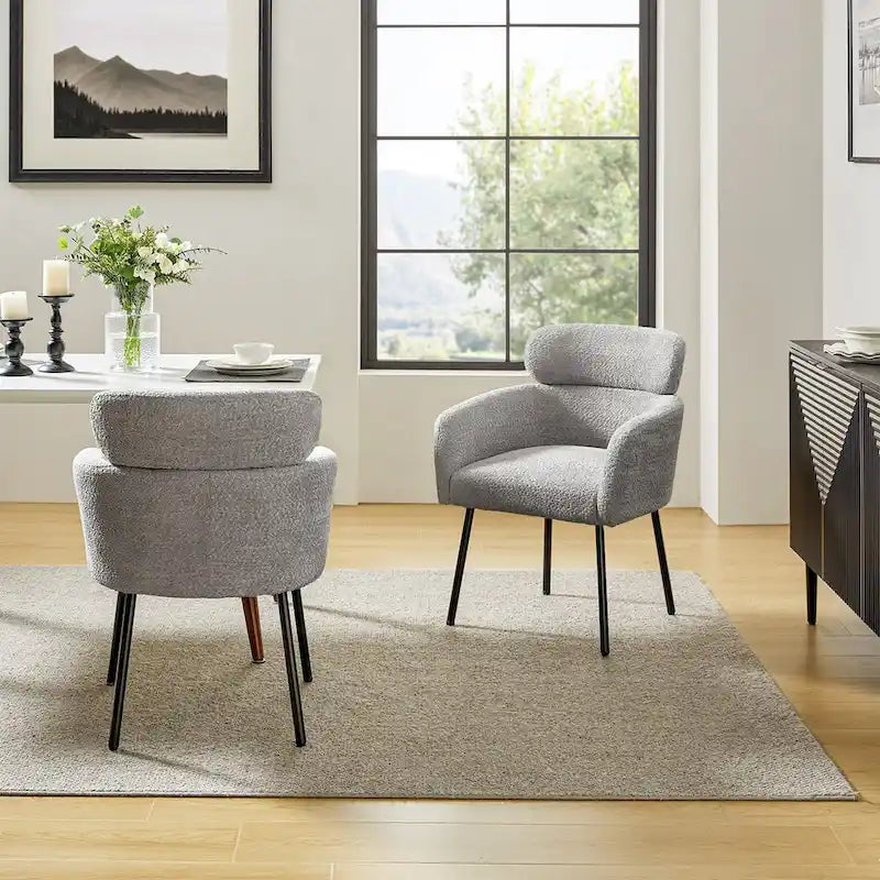 Chaise de salle à manger en tissu Hoop avec pieds réglables