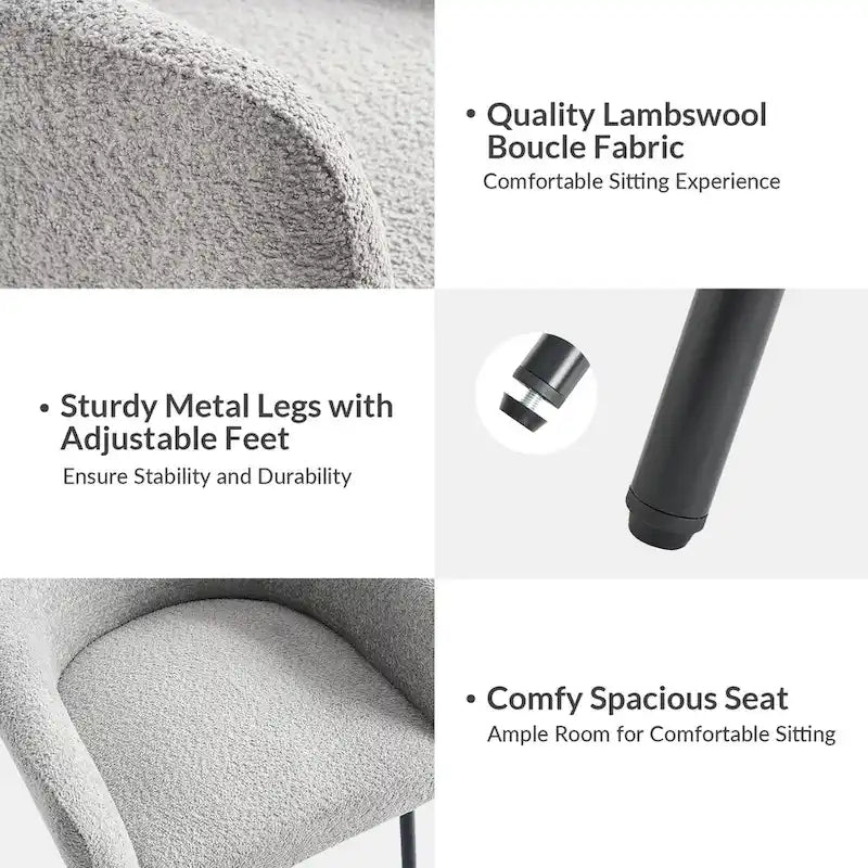 Chaise de salle à manger en tissu Hoop avec pieds réglables
