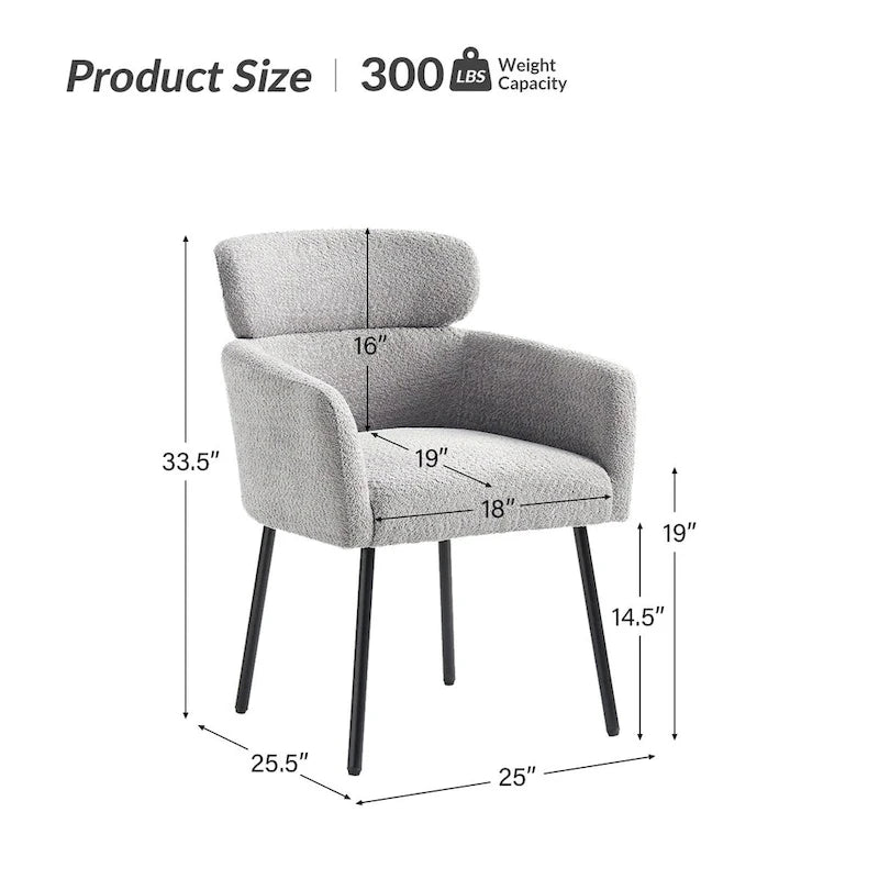 Chaise de salle à manger en tissu Hoop avec pieds réglables