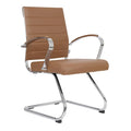 Fauteuil de bureau en cuir véritable avec piètement luge en acier inoxydable