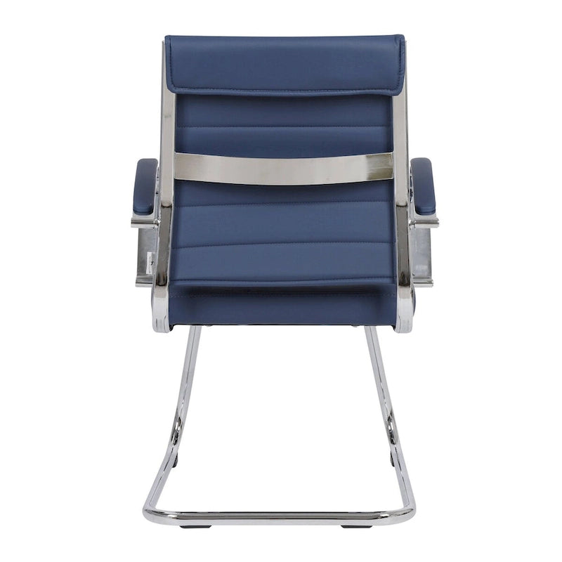 Fauteuil de bureau en cuir véritable avec piètement luge en acier inoxydable