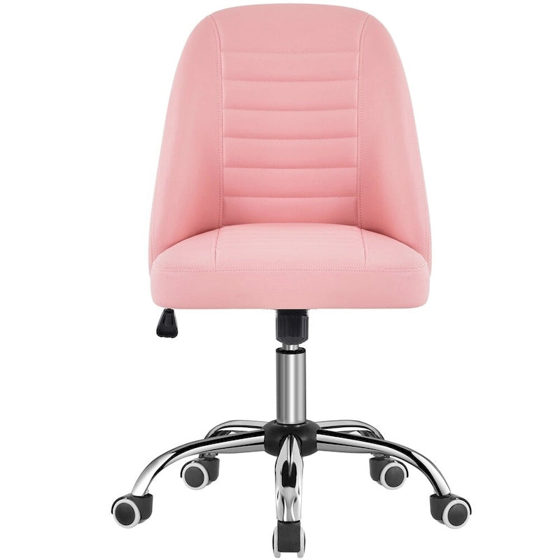 Chaise de bureau mi-hauteur en similicuir, chaise de bureau moderne sans accoudoirs matelassée