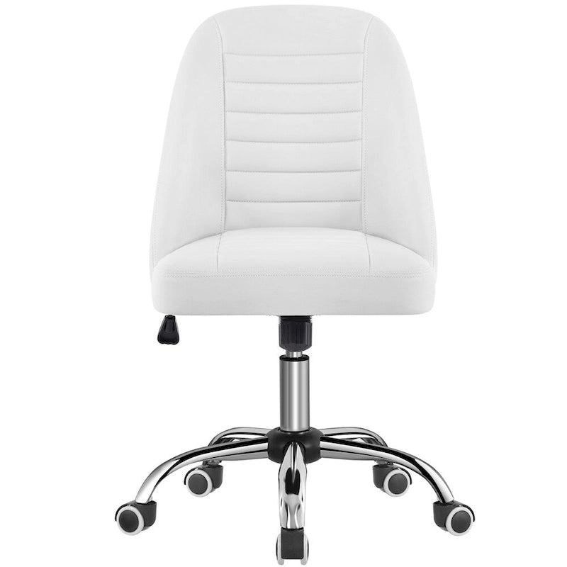 Chaise de bureau mi-hauteur en similicuir, chaise de bureau moderne sans accoudoirs matelassée