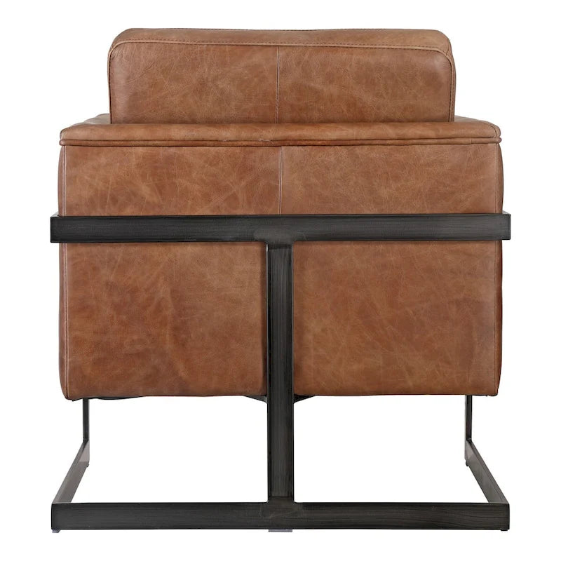 Fauteuil de club en cuir et fer style industriel