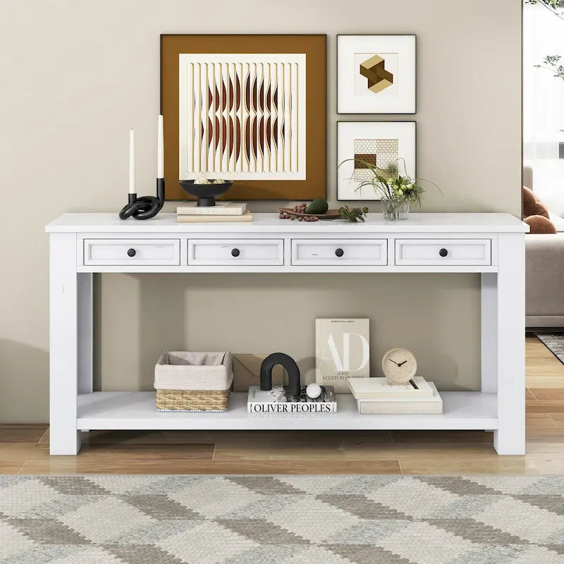 Console/table d'appoint pour entrée avec tiroirs de rangement et étagères inférieures