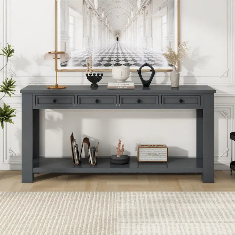 Console/table d'appoint pour entrée avec tiroirs de rangement et étagères inférieures