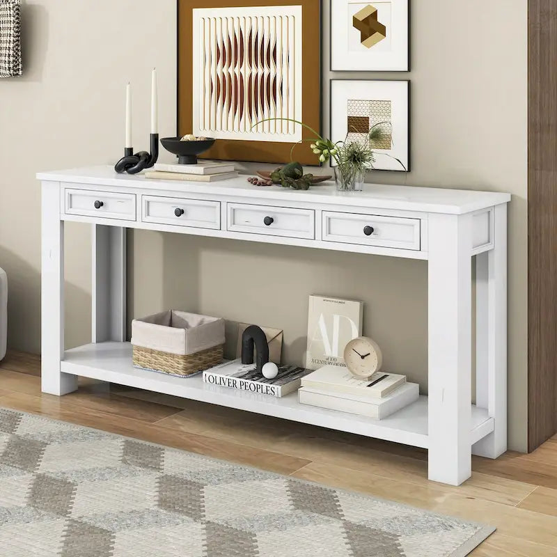 Console/table d'appoint pour entrée avec tiroirs de rangement et étagères inférieures
