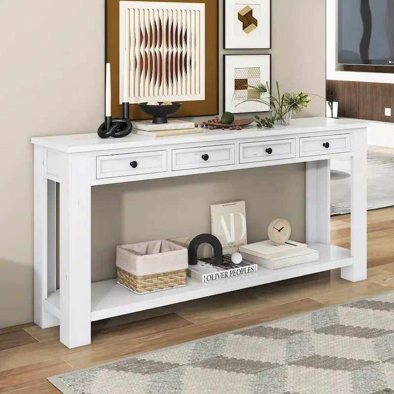 Console/table d'appoint pour entrée avec tiroirs de rangement et étagères inférieures