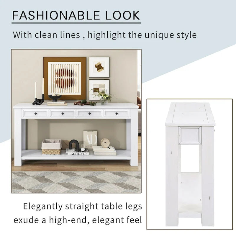Console/table d'appoint pour entrée avec tiroirs de rangement et étagères inférieures