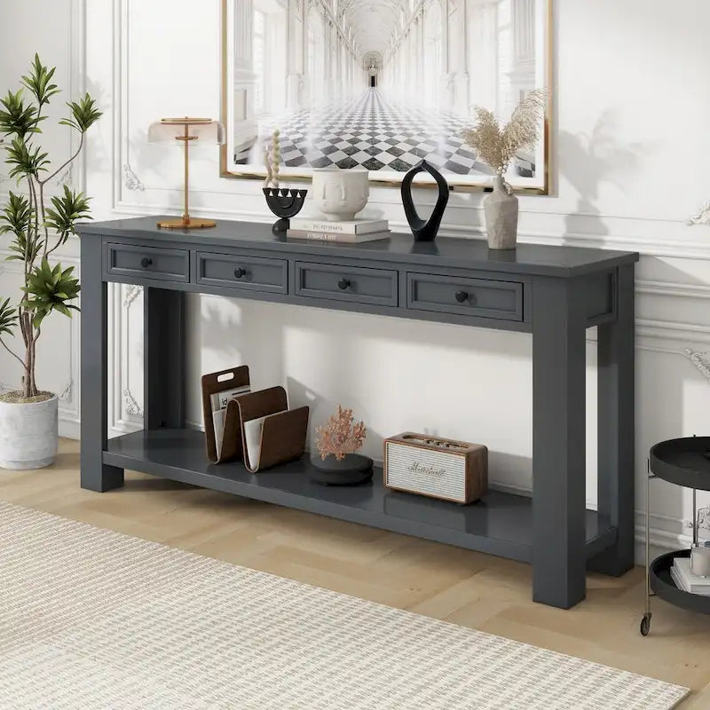 Console/table d'appoint pour entrée avec tiroirs de rangement et étagères inférieures