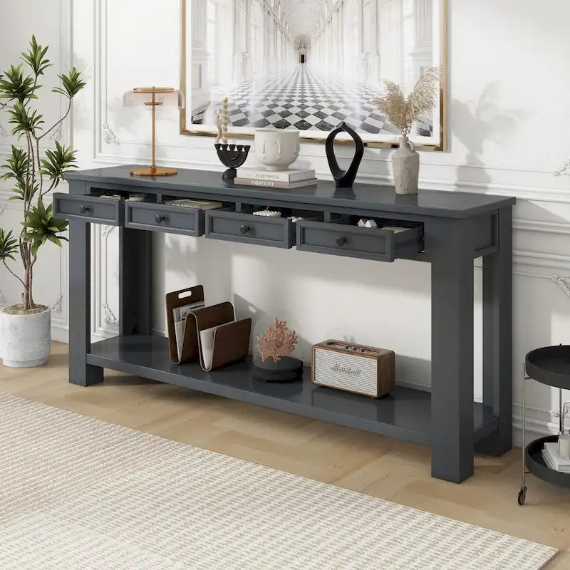 Console/table d'appoint pour entrée avec tiroirs de rangement et étagères inférieures