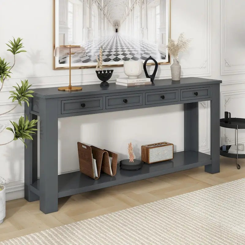 Console/table d'appoint pour entrée avec tiroirs de rangement et étagères inférieures