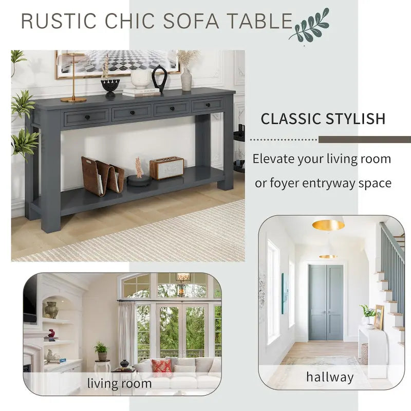 Console/table d'appoint pour entrée avec tiroirs de rangement et étagères inférieures