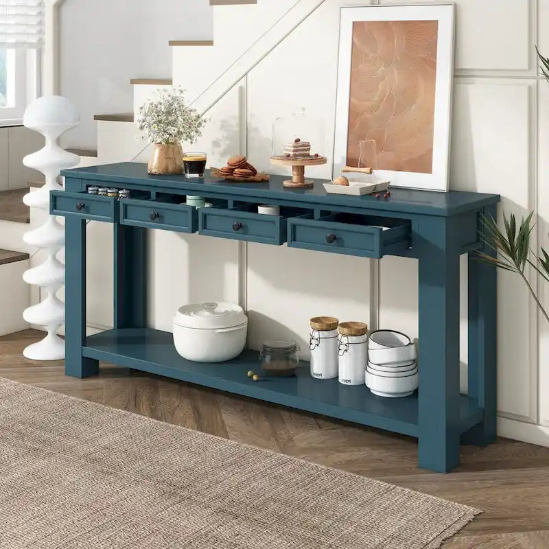 Console/table d'appoint pour entrée avec tiroirs de rangement et étagères inférieures