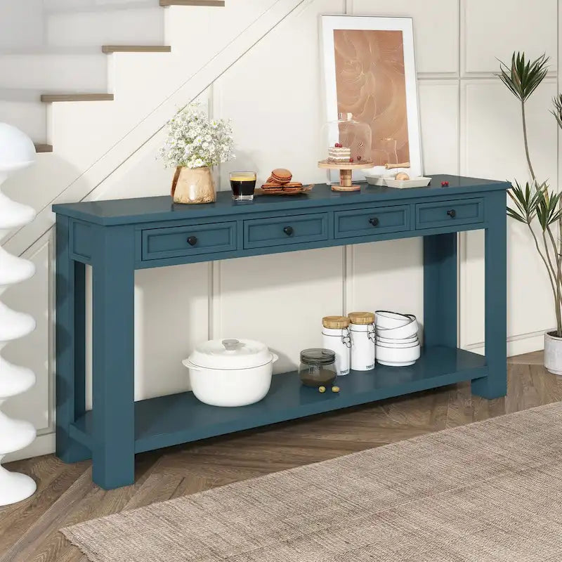 Console/table d'appoint pour entrée avec tiroirs de rangement et étagères inférieures