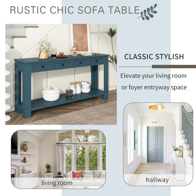 Console/table d'appoint pour entrée avec tiroirs de rangement et étagères inférieures