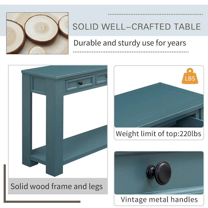 Console/table d'appoint pour entrée avec tiroirs de rangement et étagères inférieures