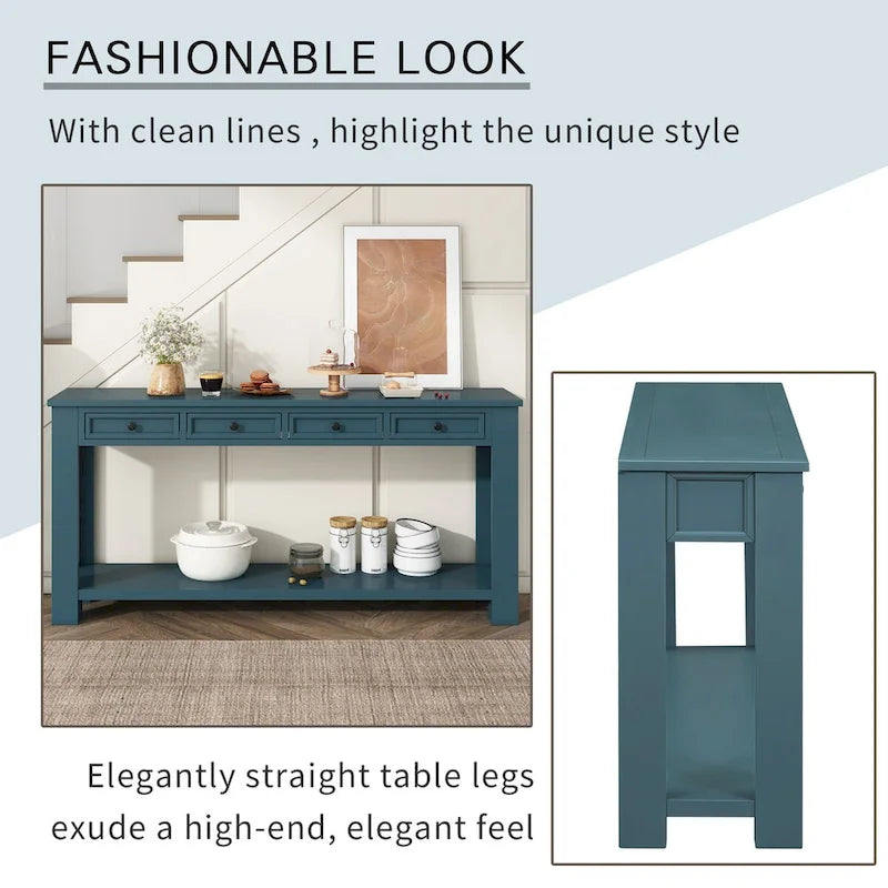 Console/table d'appoint pour entrée avec tiroirs de rangement et étagères inférieures
