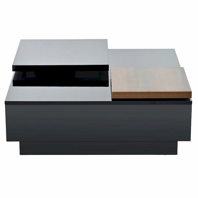 Table basse carrée moderne en bois avec plateau amovible