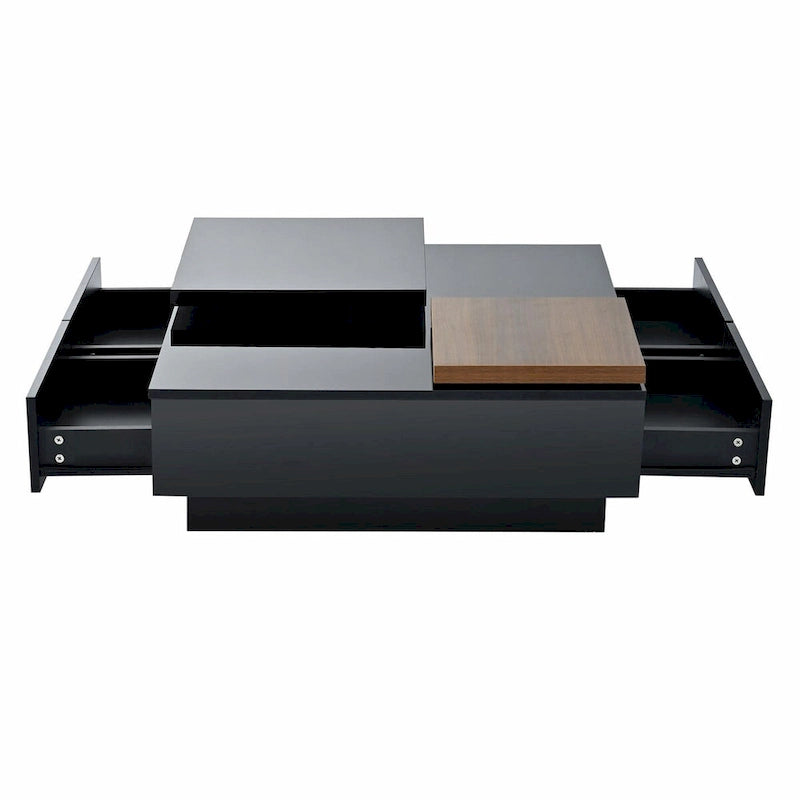 Table basse carrée moderne en bois avec plateau amovible