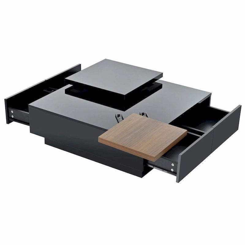 Table basse carrée moderne en bois avec plateau amovible
