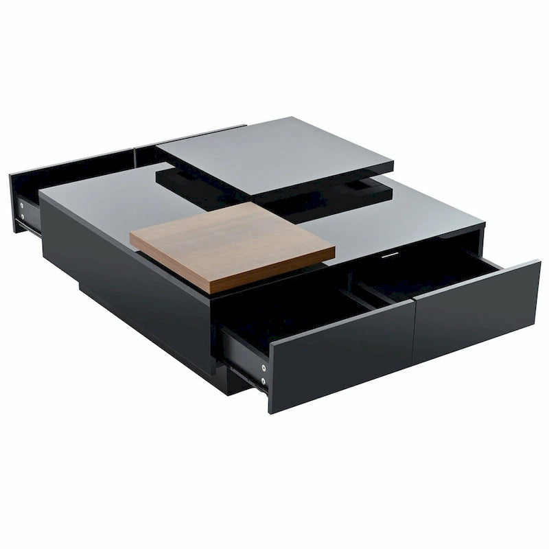 Table basse carrée moderne en bois avec plateau amovible