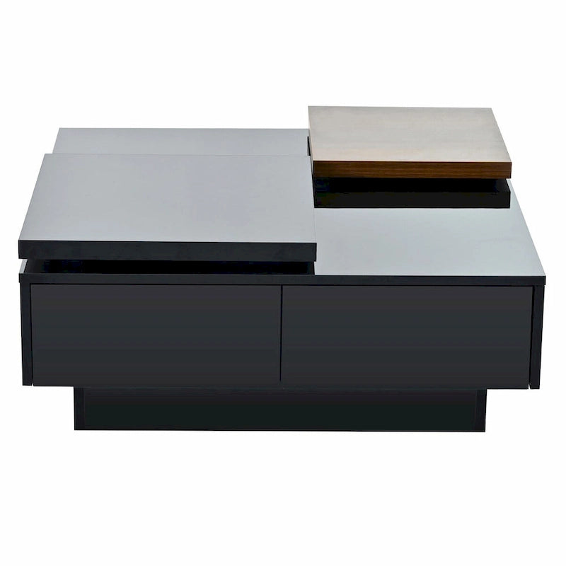 Table basse carrée moderne en bois avec plateau amovible