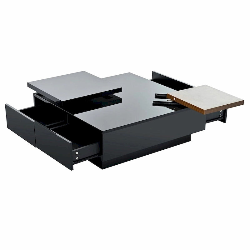 Table basse carrée moderne en bois avec plateau amovible