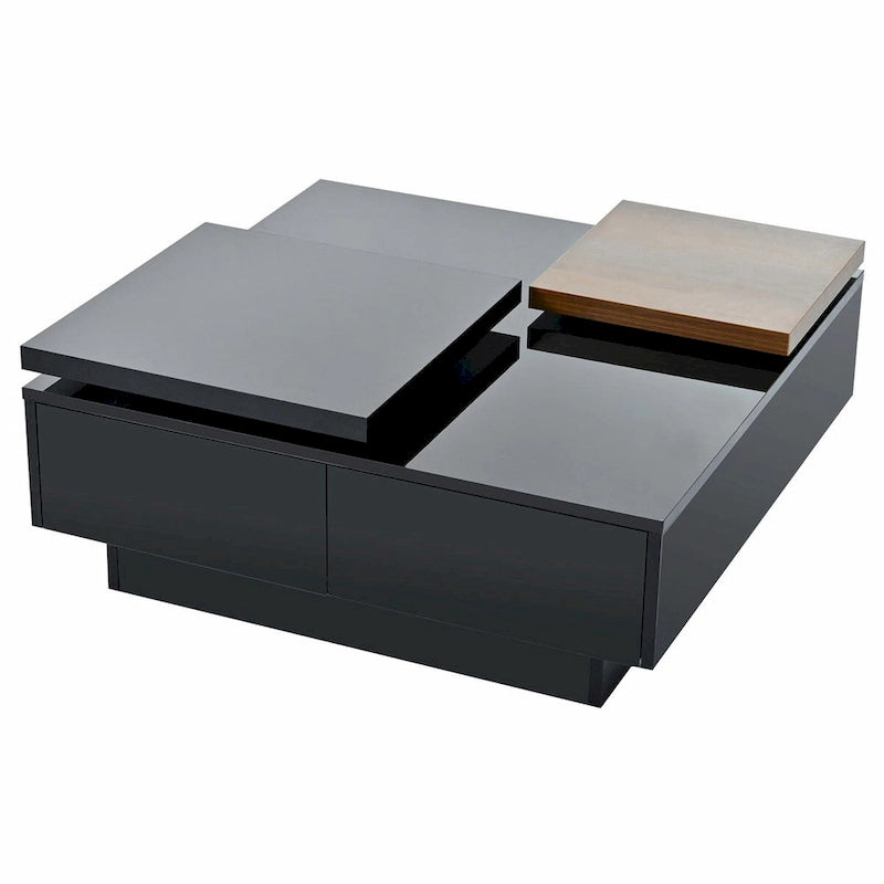 Table basse carrée moderne en bois avec plateau amovible