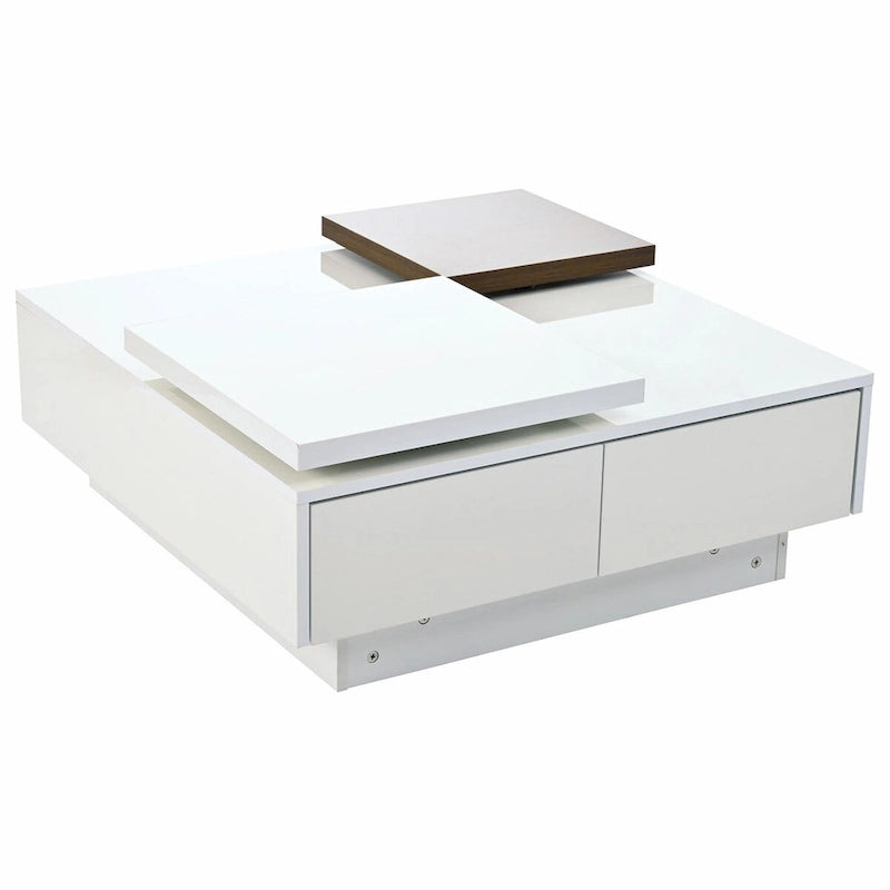 Table basse carrée moderne en bois avec plateau amovible
